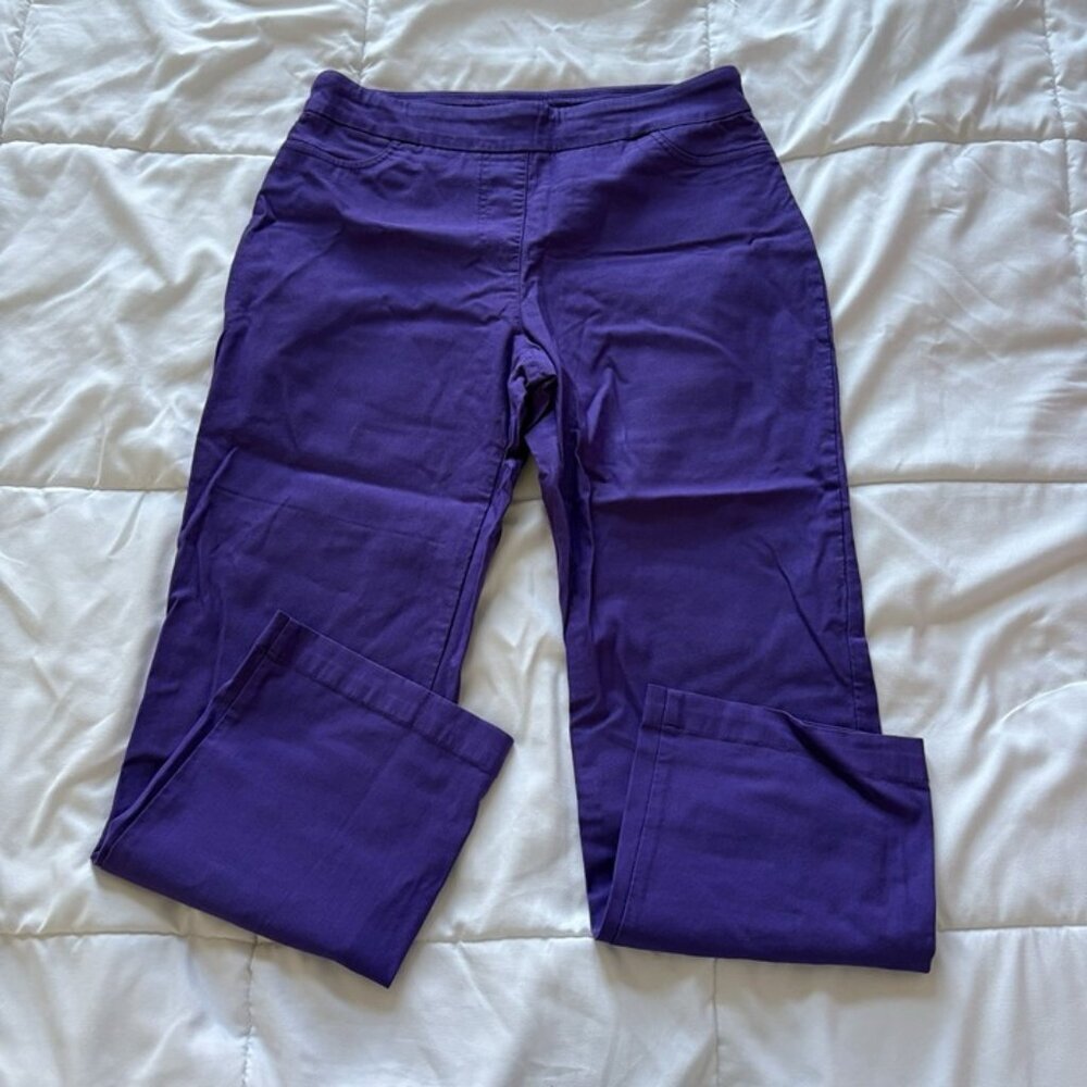 Drapers and Damons Womens Size Medium Pants Straight Leg Pull On Stretch Purple‎